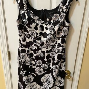 White House Black Market Floral Contrast Midi Dress